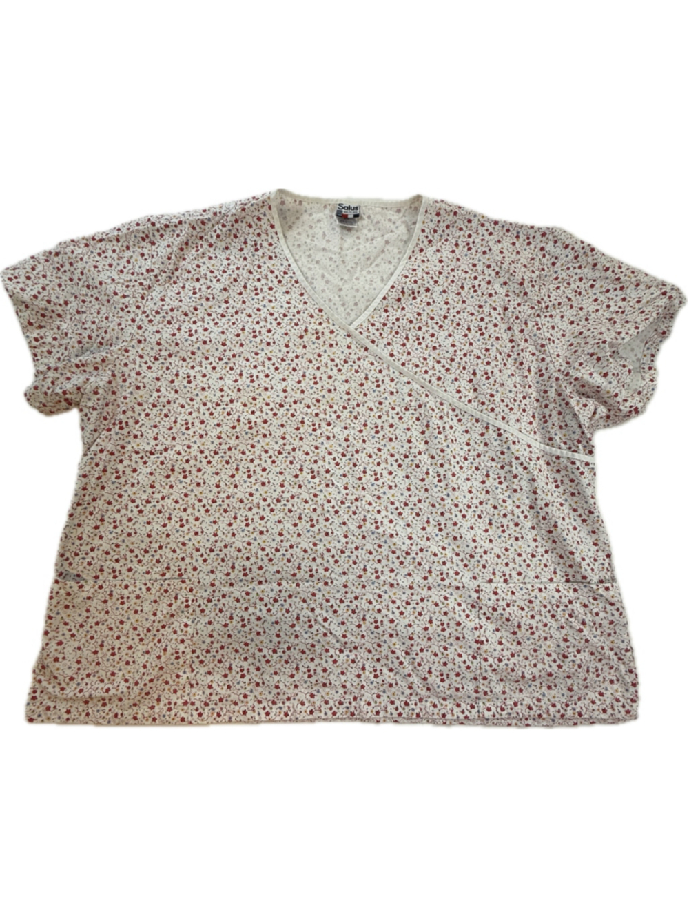 Salus Floral Wrap Scrub Top Women's 3X Pink Cottagecore Nursing Medical Uniform